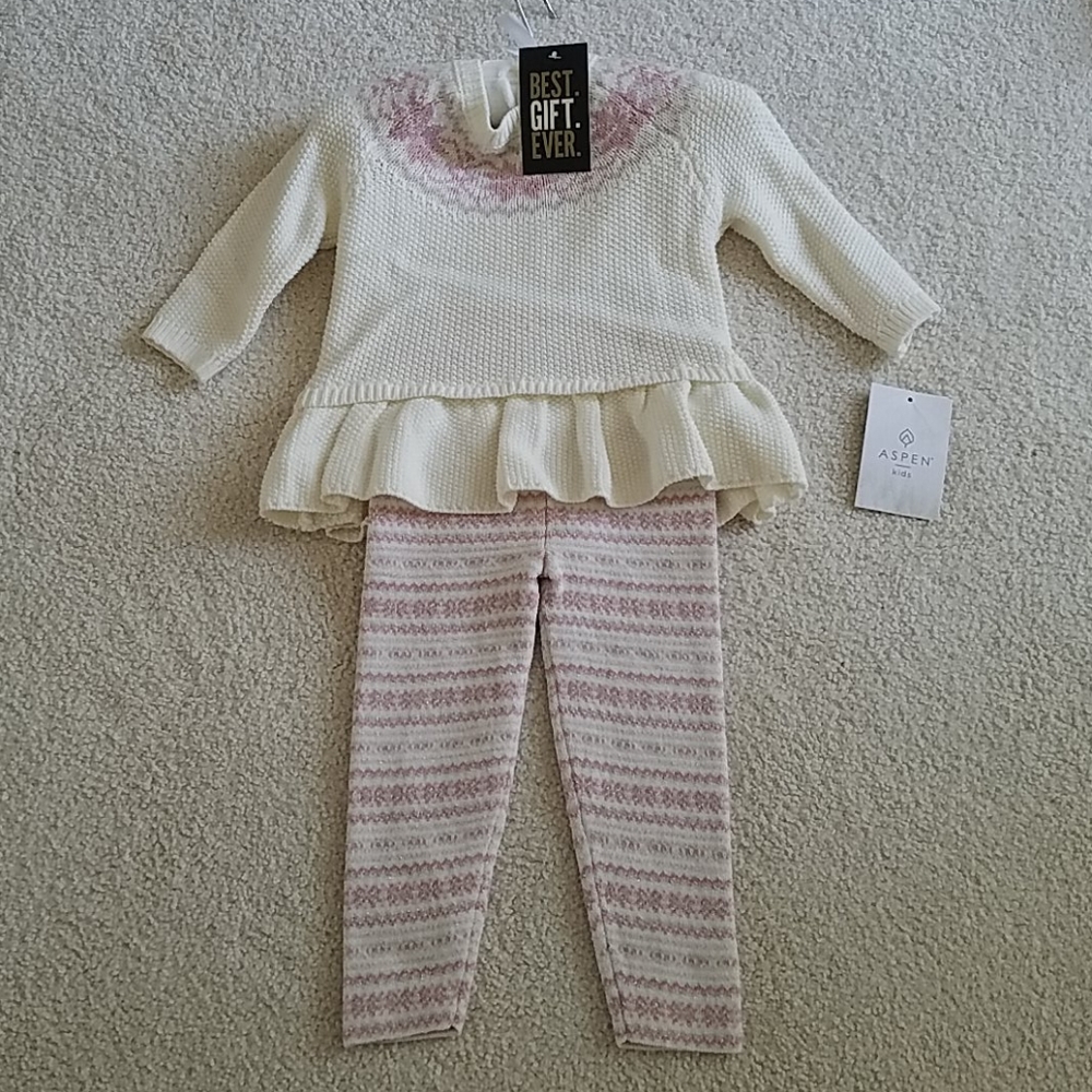 3 For $30. Aspen kids two piece set cream and pink